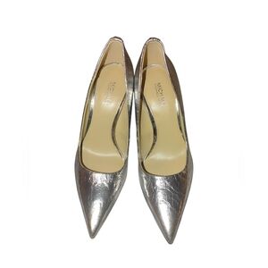Michael Kors Silver Heels with Pointed Toe and Metallic Finish, Size 5M No Box